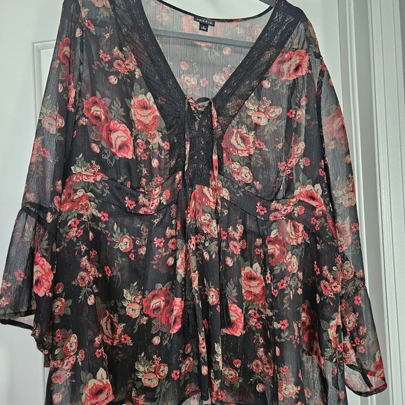 Torrid Sheer Lace-up Top - Picture 4 of 5